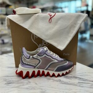Authentic Christian Louboutin Sharkina Lilac Suede Sneaker 37